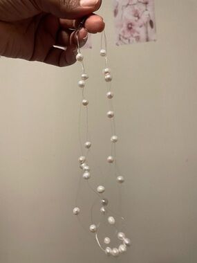 Unlisted White Multi-Strand Floating Pearl Necklace
